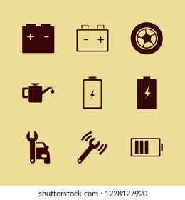 garage icon. garage vector icons set car wheel, car oil, diagnostycs wrench and car repair