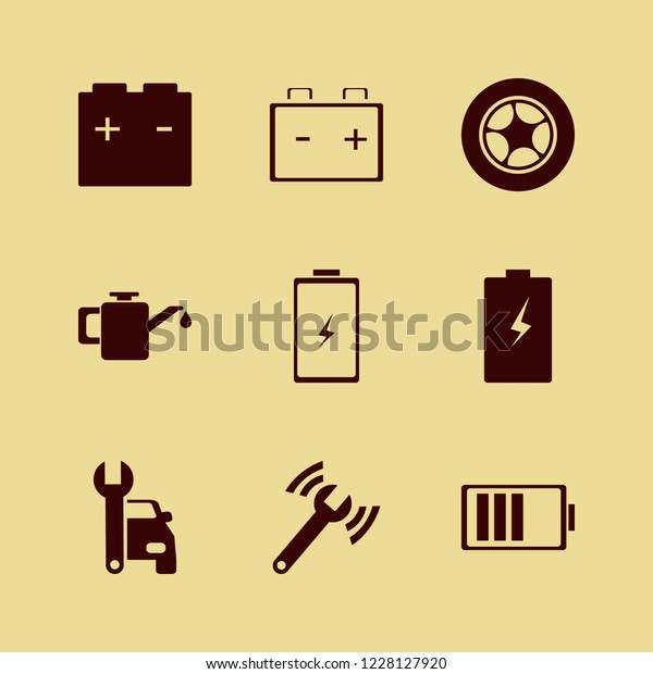 garage icon. garage vector icons\
set car wheel, car oil, diagnostycs wrench and car\
repair