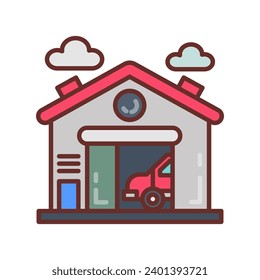 Garage icon in vector. Illustration