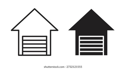Icono de garaje. Ilustración vectorial, plano y carrera