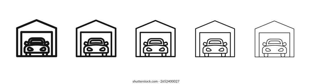 Icono de garaje Vector esquema conjunto ilustración signo