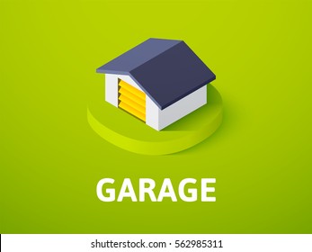 Garage icon, vector symbol in flat isometric style isolated on color background