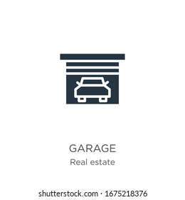 Vector de icono de garaje. Icono de garaje plano de moda de la colección inmobiliaria aislado en fondo blanco. La ilustración vectorial se puede utilizar para diseño gráfico web y móvil, logotipo, eps10
