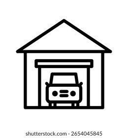 Garage icon. Icon, vehicle, carport, storage, car, car vector illustration. Garage editable stroke icon. vector eps 10