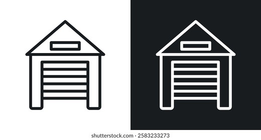 Garage icons in black and white liner strokes for web design.