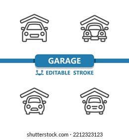 Garage Icons. Car, Vehicle, Car Wash, Car Park, Auto Repair Shop Icon. Professional, 32x32 Pixel Perfect Vector Icon. Editable Stroke