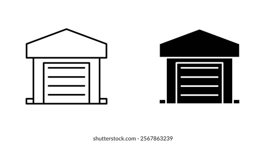 Garage icons collection in Filled flat and thin line style.