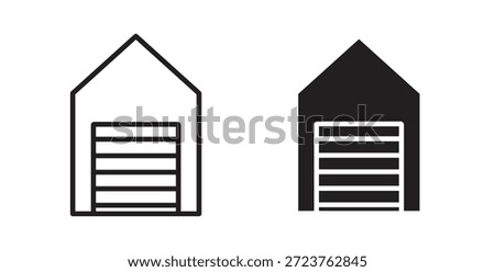 Garage icons in filled, thin line, outline and strokes