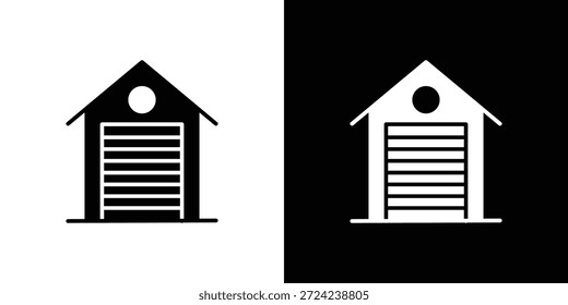 Conceito de vetor plano de ícones de garagem. Ilustrações em preto e branco