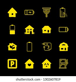 garage icons set with parking, house and battery vector set