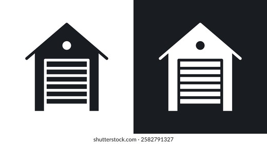 Garage icons set vectors black and colored style