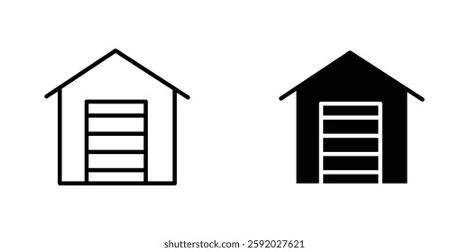 Garage icons. stroke line and black solid icons