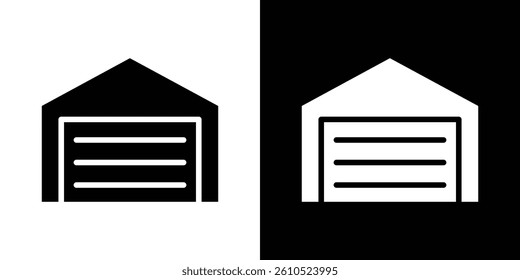 Garage icons vector set in solid flat style