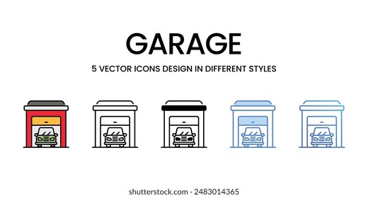 Iconos de garaje conjunto de Vector ilustración de stock.