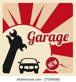 garage illustration over color background