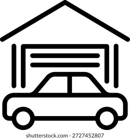 Vector de ilustración de icono de línea de garaje
