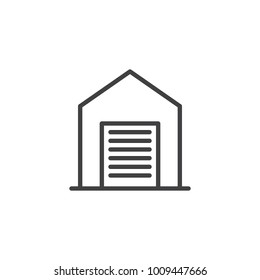 Garage line icon, outline vector sign, linear style pictogram isolated on white. Shed symbol, logo illustration. Editable stroke