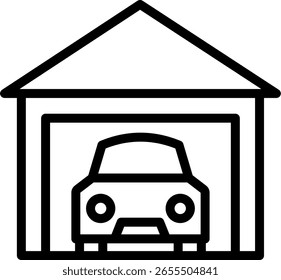 Diseño de Vector de icono de línea de garaje
