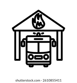 Garage Line Vector Illustration On White Background.
