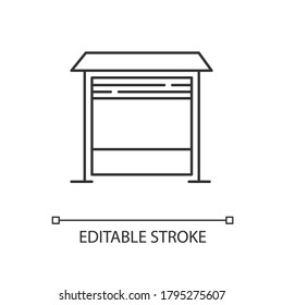 Garage lineares Symbol. Parketter. Platz für den Wagen. Zone mit automatischer Tür für das Auto. Dünne, anpassbare Illustration. Contour-Symbol. Vektor-einzelne Rahmenzeichnung. Bearbeitbarer Hub