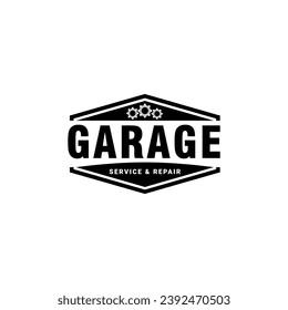 Garage Logo. Combination of gears. Auto repair service logo, badge, emblem, template.