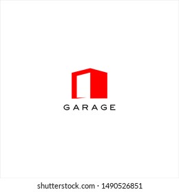 Garage Logo Simple Modern Geometric Red Box Vector For Present Door. Automotive Icon Design Template