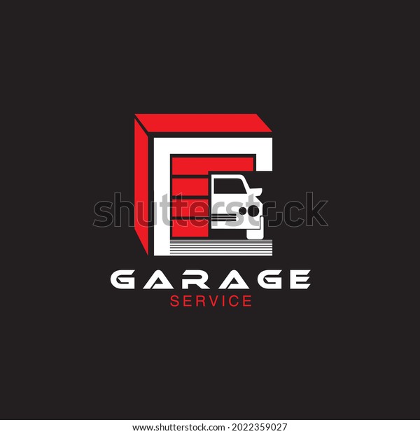 garage logo simple modern
geometric red box vector for present door. automotive icon design
template