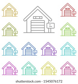 Garage multi color icon. Simple thin line, outline vector of real estate icons for ui and ux, website or mobile application