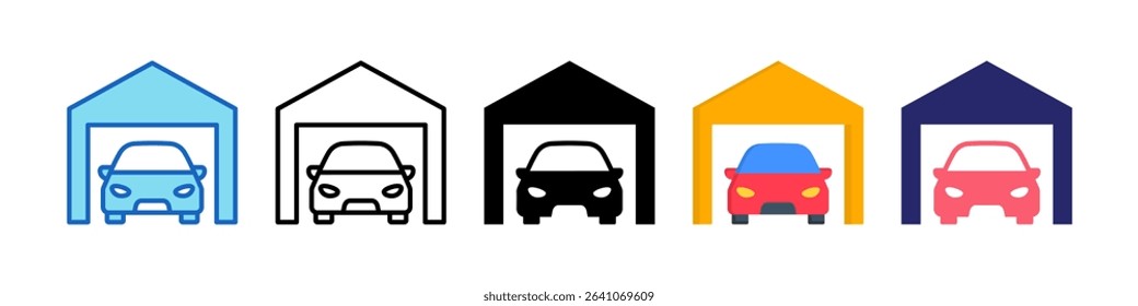 Garage Multiple Style Icon Set Collection.