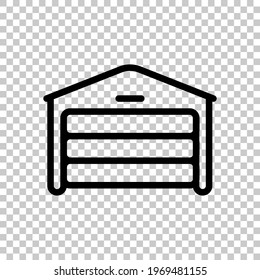 Garage near home for own car, simple icon. Black editable linear symbol on transparent background