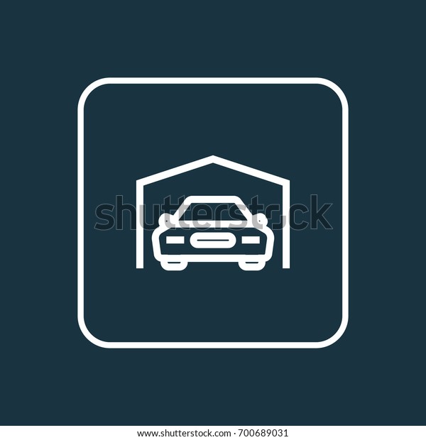 Garage Outline Symbol. Premium Quality Isolated\
Shed Element In Trendy\
Style.