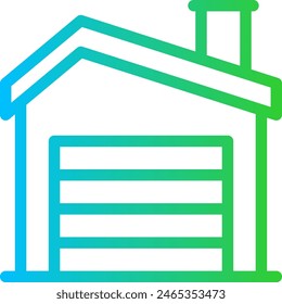 Garage real estate icon with blue and green gradient outline style. garage, modern, interior, home, floor, wall, room. Vector Illustration