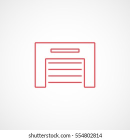 Garage Red Line Icon On White Background