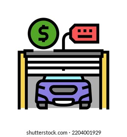 garage rent property estate home color icon vector. garage rent property estate home sign. isolated symbol illustration