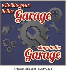 Garage retro poster. Vector art.
