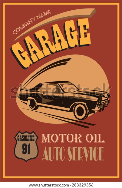 Garage retro poster.\
Vector illustration.