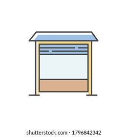Garage RGB color icon. Gate of apartment building parking. Place for car. Zone with automatic door for automobile. Structure exterior for transportation. Isolated vector illustration