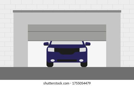 
Garaje con puertas automáticas en alza y un coche en el garaje