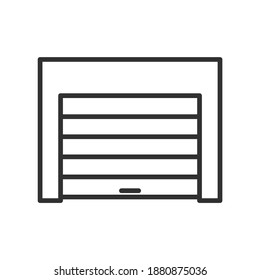 garage with roller shutters, linear icon. Editable stroke