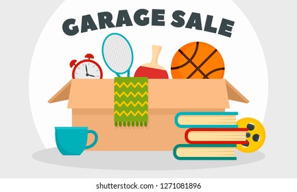 Garage sale concept banner. Flat illustration of garage sale vector concept banner for web design