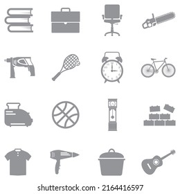 Garage Sale Icons. Gray Flat Design. Vector Illustration.