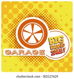 garage sale illustration over yellow color background