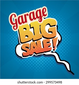 garage sale illustrator over retro background 