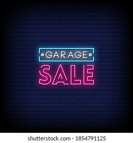 Garage Sale Neon Signs Style Text Vector