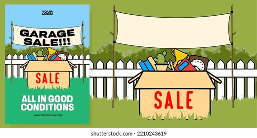 GARAGE SALE POSTER FLYER ILLUSTRATION