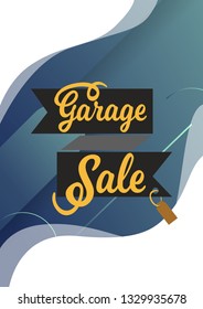Garage sale sign advertising deals. Logotypes template with total sale vector illustration. Special offer and sell-out concept. Isolated on white