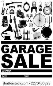 Garage sale sign or poster template. Template for poster, banner, flyer. Yard sale flyer template