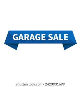 Garage Sale Text In Blue Ribbon Rectangle Shape For Promotion Business Marketing Social Media Information Announcement
