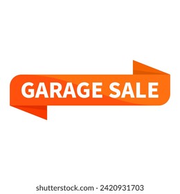 Garage Sale Text In Orange Ribbon Rectangle Shape For Promotion Business Marketing Social Media Information Announcement
