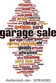 Garage sale word cloud concept. Vector illustration